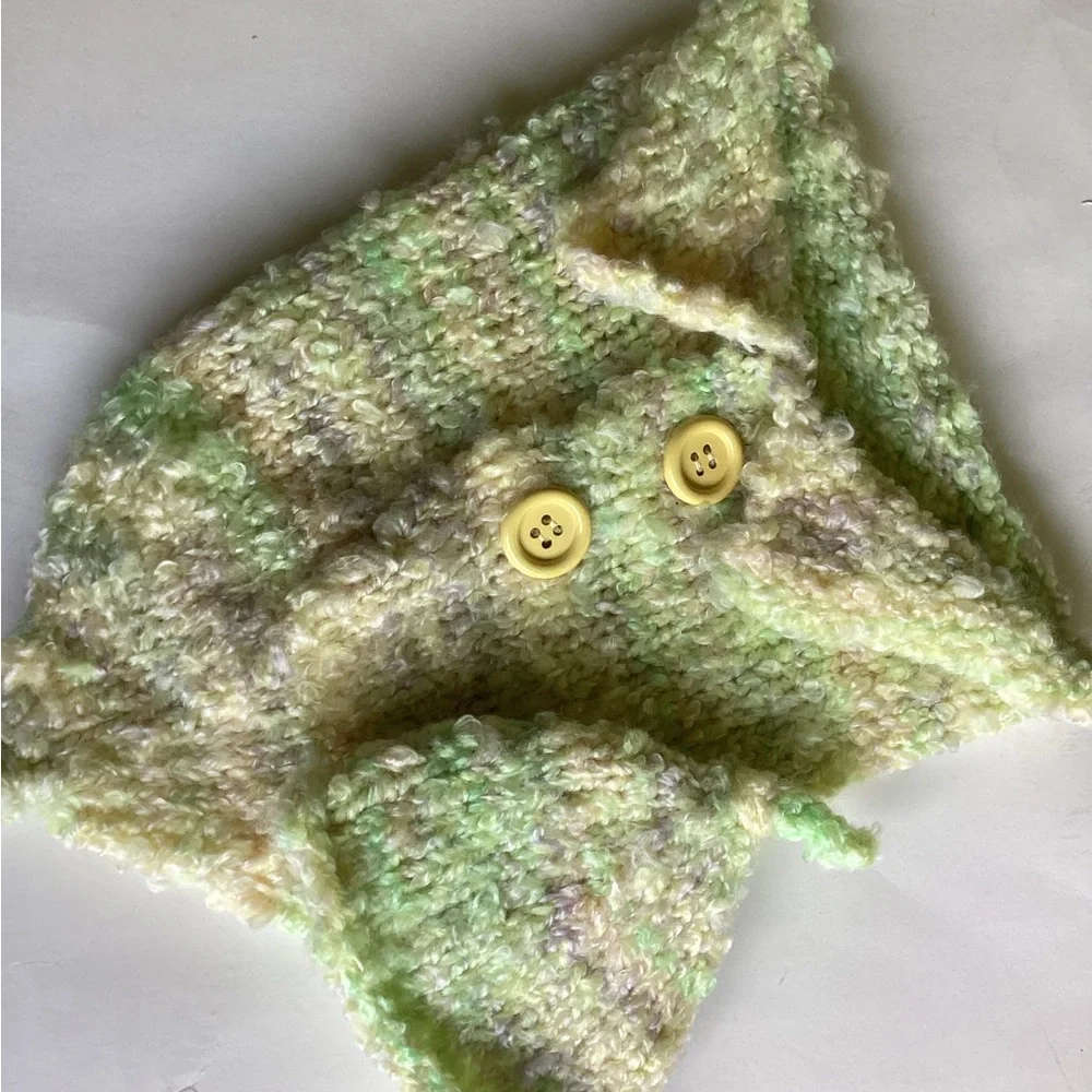 Baby Cocoon One Piece Hand Crafted Yellow Green Swaddler Cozy Knit